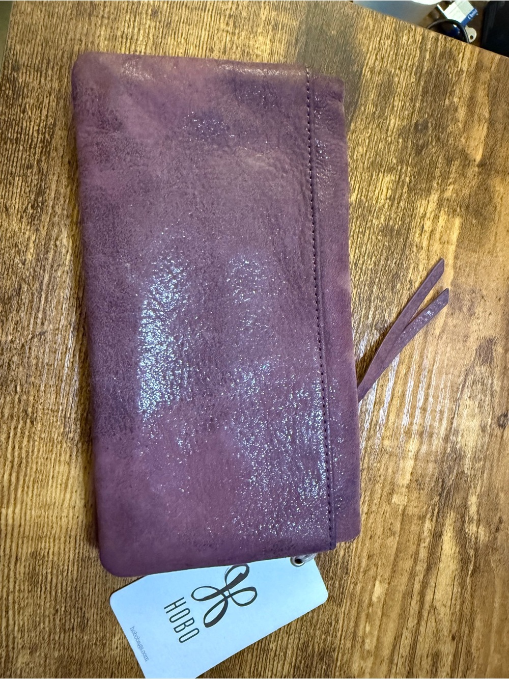 HOBO Plum Suede Foldover Wallet